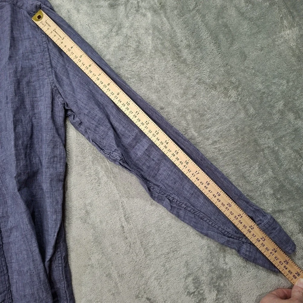 Banana Republic 100% Linen‎ Shirt L Blue Long Sleeve Button Up Beachy